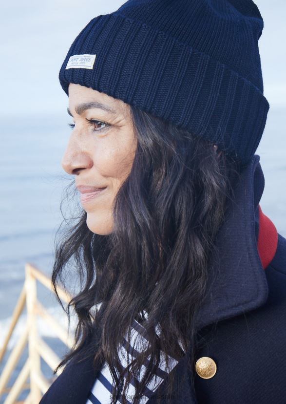 Saint James barbaresque marine unisexe bonnet en laine à gros points ZZ48R269