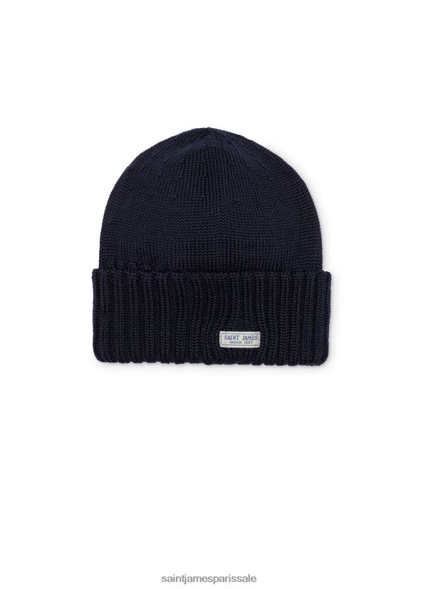 Saint James barbaresque marine unisexe bonnet en laine à gros points ZZ48R269