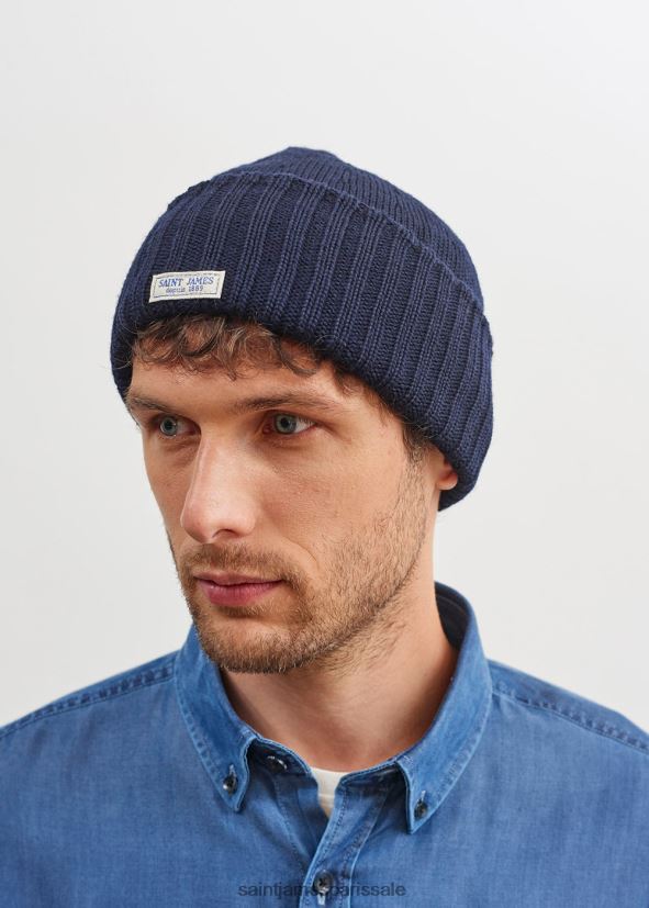 Saint James barbaresque marine unisexe bonnet en laine à gros points ZZ48R269
