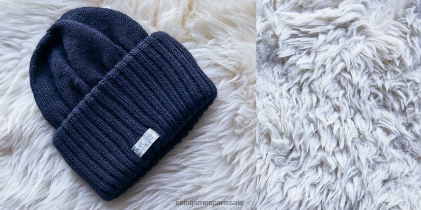 Saint James barbaresque marine unisexe bonnet en laine à gros points ZZ48R269