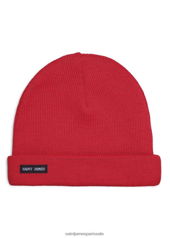 Saint James Cartier rouge unisexe bonnet en laine mélangée nautique ZZ48R285