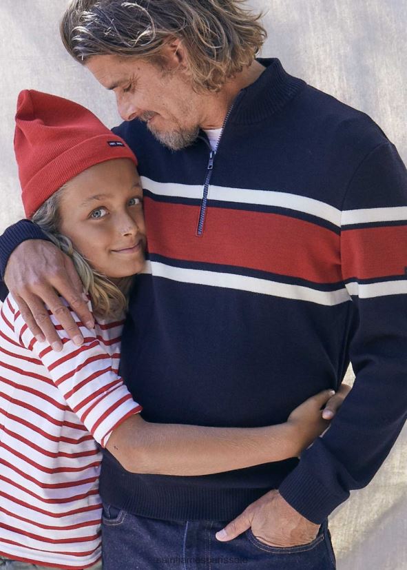 Saint James Cartier rouge unisexe bonnet en laine mélangée nautique ZZ48R285