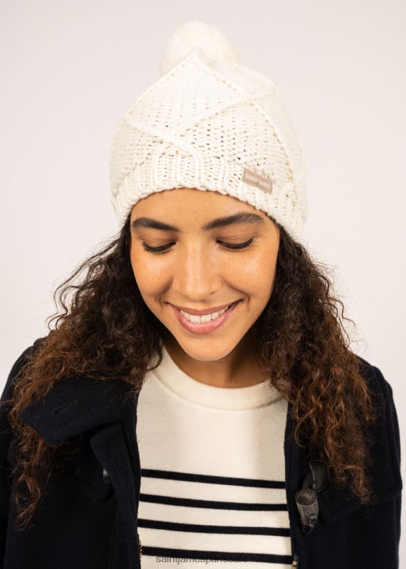 Saint James andes blanc d'hiver unisexe bonnet en tricot structuré avec pompon ZZ48R2125