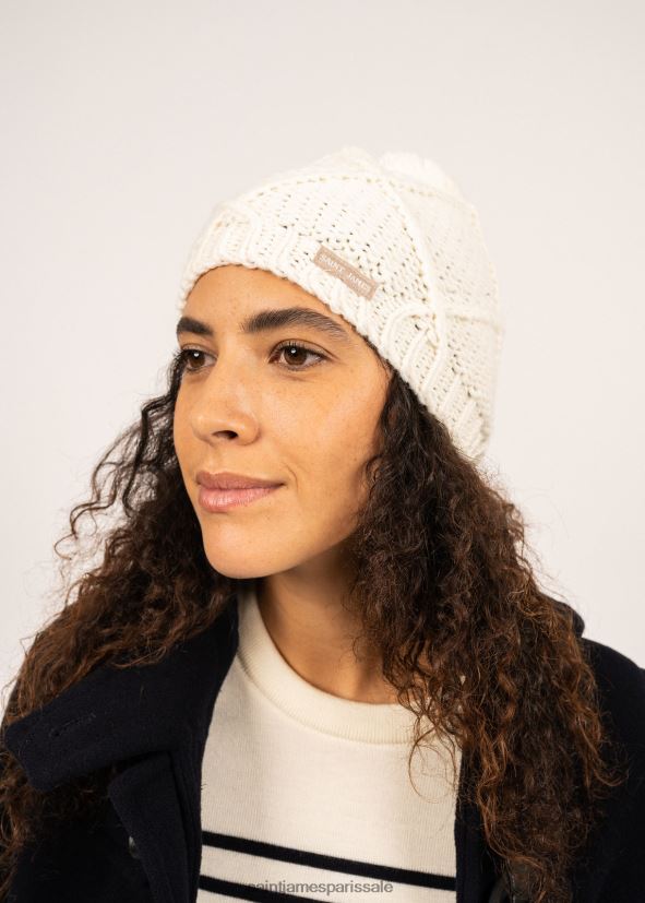 Saint James andes blanc d'hiver unisexe bonnet en tricot structuré avec pompon ZZ48R2125