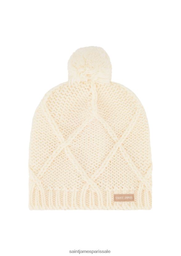 Saint James andes blanc d'hiver unisexe bonnet en tricot structuré avec pompon ZZ48R2125