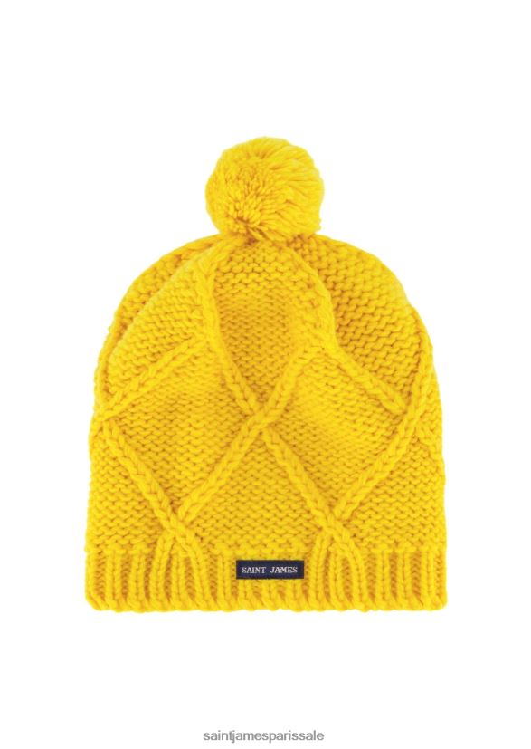 Saint James andes jaune unisexe bonnet en tricot structuré avec pompon ZZ48R2124