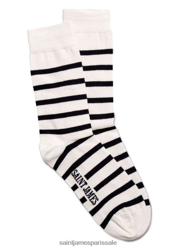 Saint James pieds rayés écru/marine unisexe chaussettes rayées ZZ48R226