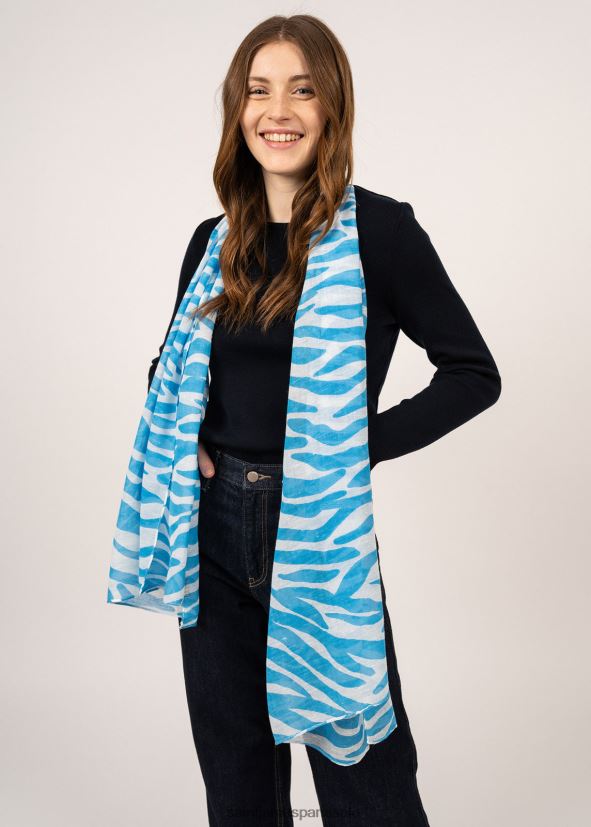 Saint James écharpe zèbre blanc/bleu clair unisexe écharpe oversize rectangulaire à motif zèbre ZZ48R2128