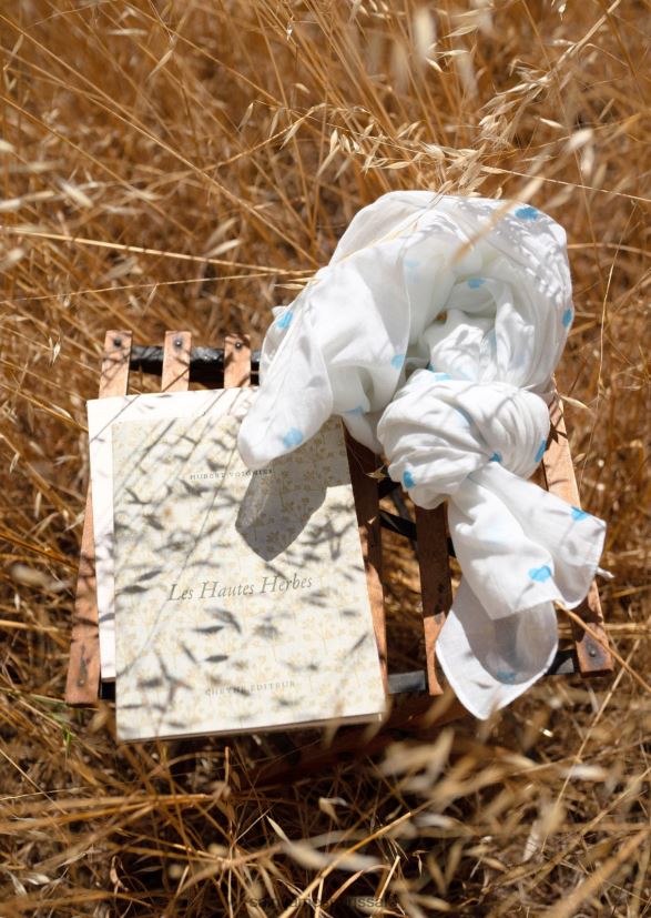 Saint James foulard coeur blanc/bleu clair unisexe écharpe oversize rectangulaire en coton à motif coeurs ZZ48R2129