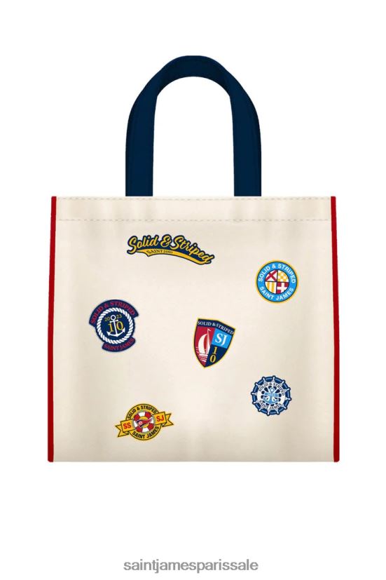 Saint James uni et rayé multico unisexe cabas en toile avec patchs ZZ48R239