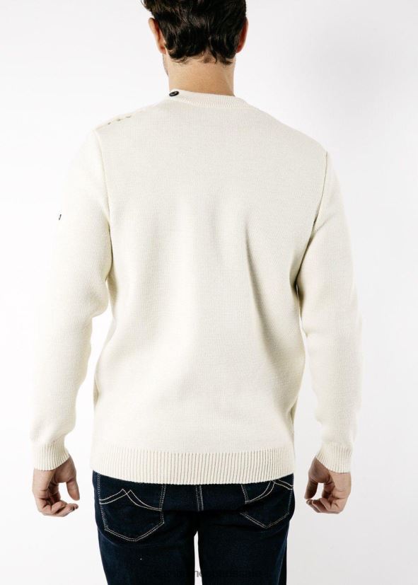 Saint James Cancale écru unisexe pull de pêcheur en laine avec épaule boutonnée coupe ample ZZ48R2155
