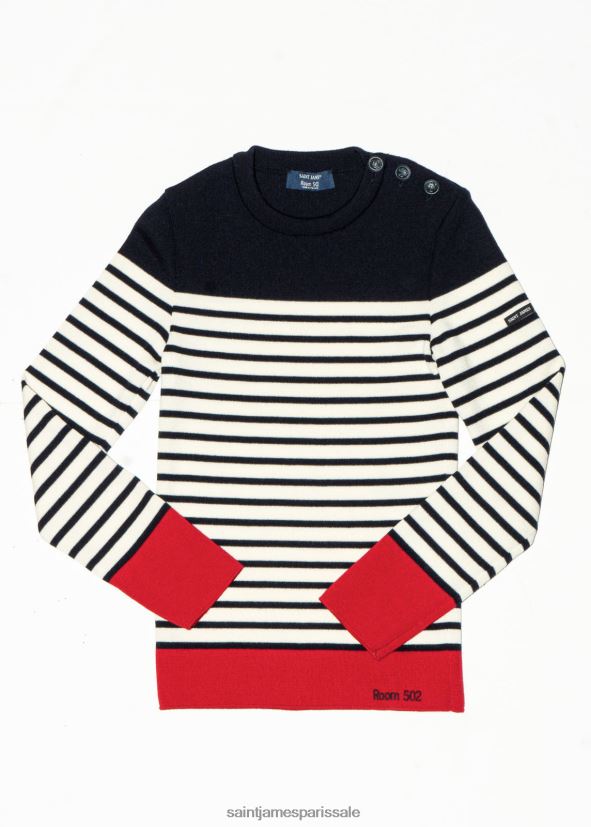 Saint James biarritz bleu marine/blanc/rouge unisexe pull nautique tricolore par room 502 ZZ48R221