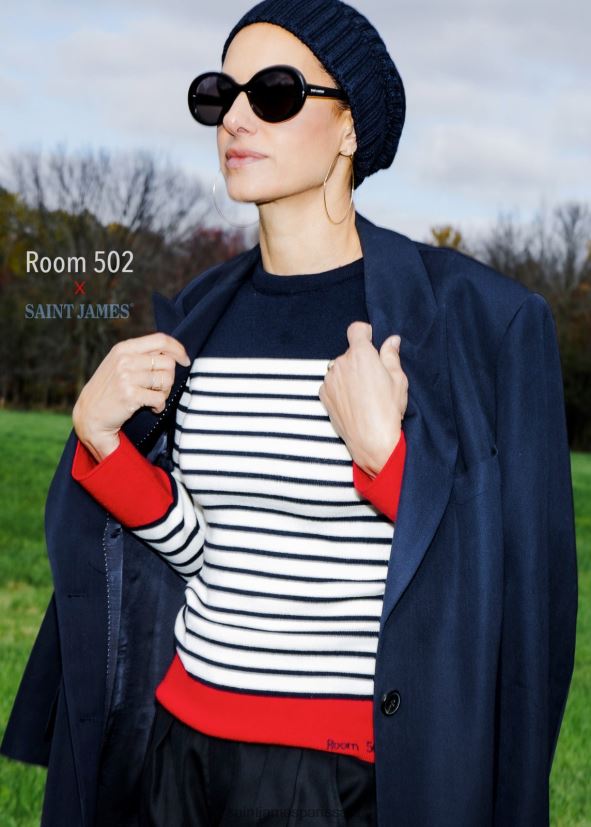 Saint James biarritz bleu marine/blanc/rouge unisexe pull nautique tricolore par room 502 ZZ48R221