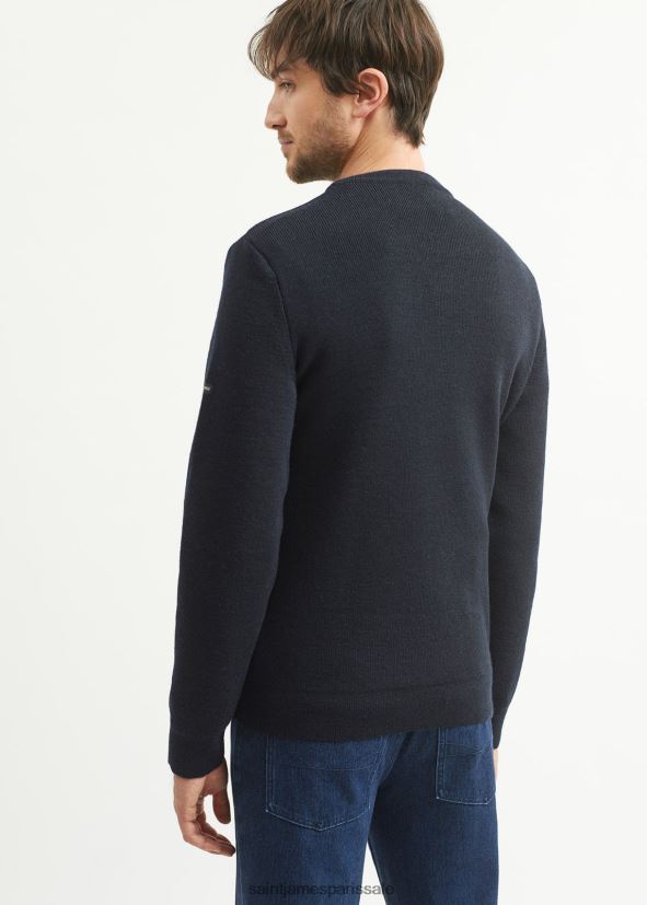 Saint James locronan marine unisexe pull col rond coupe droite ZZ48R2152
