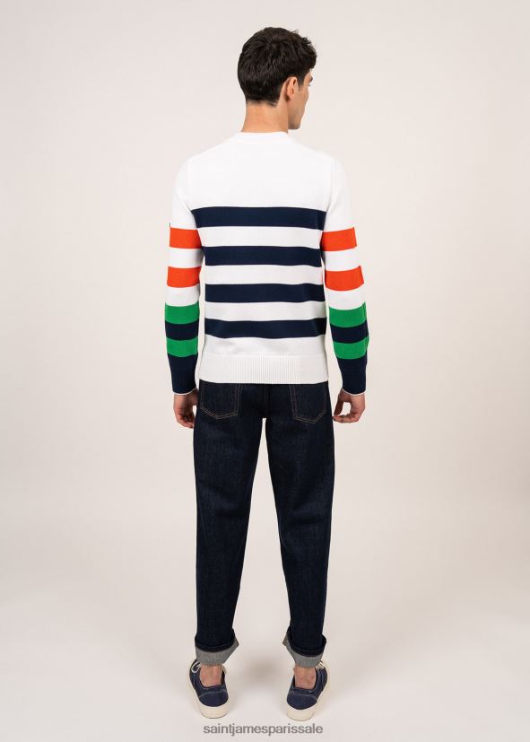 Saint James vauvert blanc/multicolore Hommes pull en coton à rayures color block ZZ48R2144