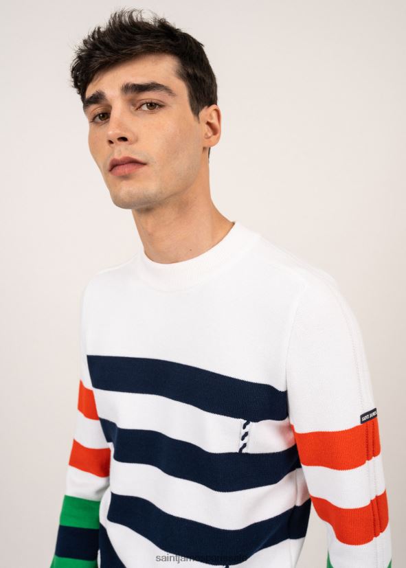 Saint James vauvert blanc/multicolore Hommes pull en coton à rayures color block ZZ48R2144