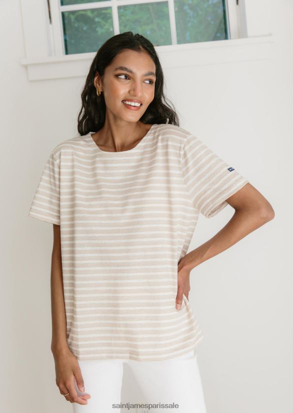 Saint James Jenni Kayne flocons d'avoine/blanc femmes t-shirt rayé rue ZZ48R232