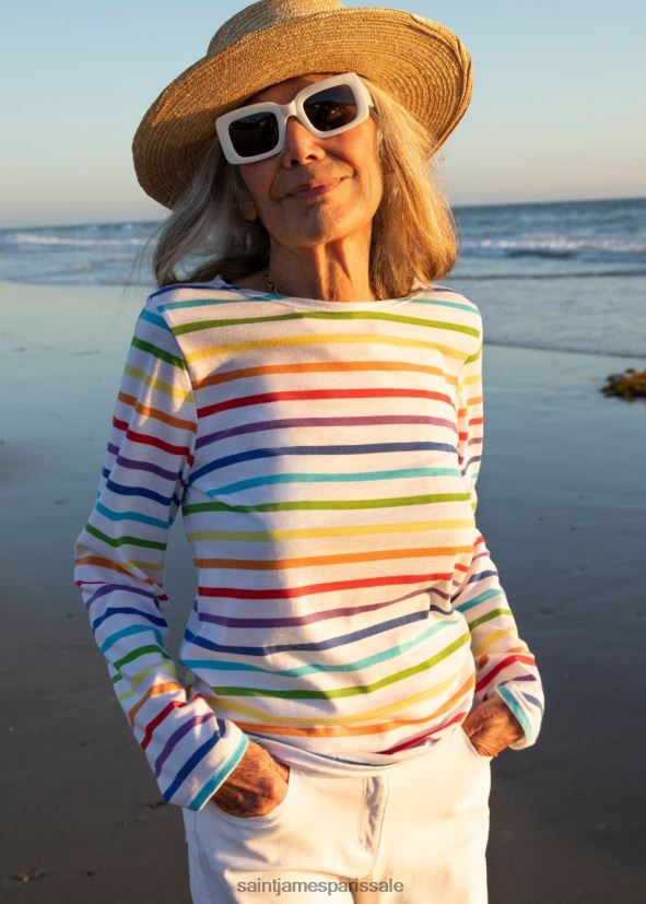 Saint James fierté des minquiers multico Hommes chemise à rayures arc-en-ciel en coton doux ZZ48R247