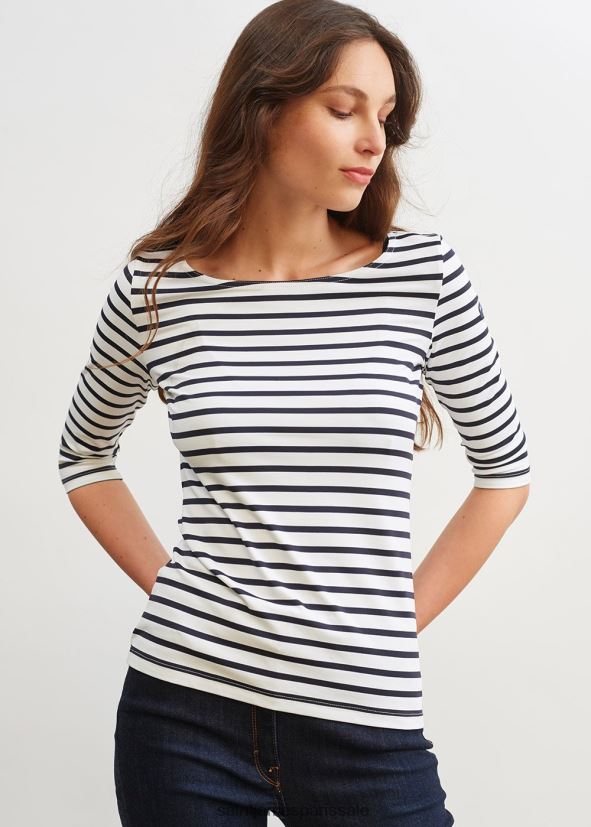 Saint James garde-cote iii Navet blanc femmes haut de sport à rayures nautiques avec protection anti-UV ZZ48R291