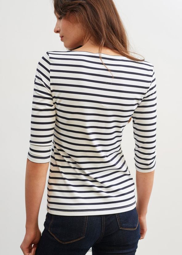 Saint James garde-cote iii Navet blanc femmes haut de sport à rayures nautiques avec protection anti-UV ZZ48R291