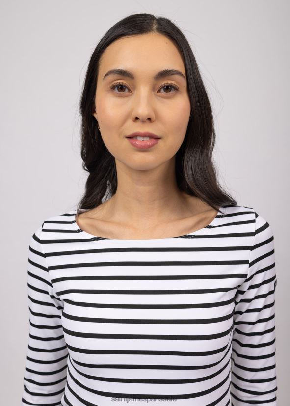 Saint James garde-cote iii blanc noir femmes haut de sport à rayures nautiques avec protection anti-UV ZZ48R288