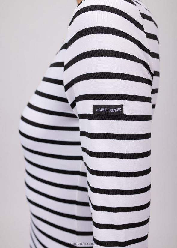 Saint James garde-cote iii blanc noir femmes haut de sport à rayures nautiques avec protection anti-UV ZZ48R288