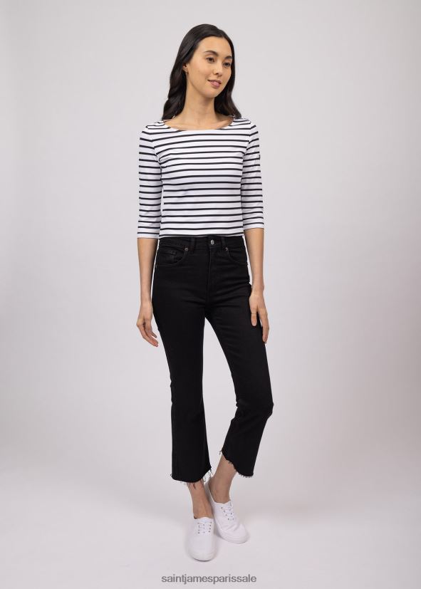 Saint James garde-cote iii blanc noir femmes haut de sport à rayures nautiques avec protection anti-UV ZZ48R288