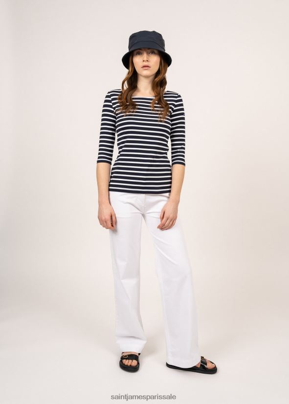 Saint James garde-cote iii bleu marine/blanc femmes haut de sport à rayures nautiques avec protection anti-UV ZZ48R290