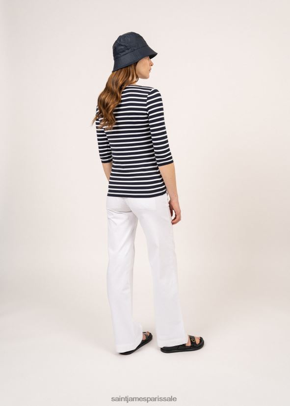 Saint James garde-cote iii bleu marine/blanc femmes haut de sport à rayures nautiques avec protection anti-UV ZZ48R290