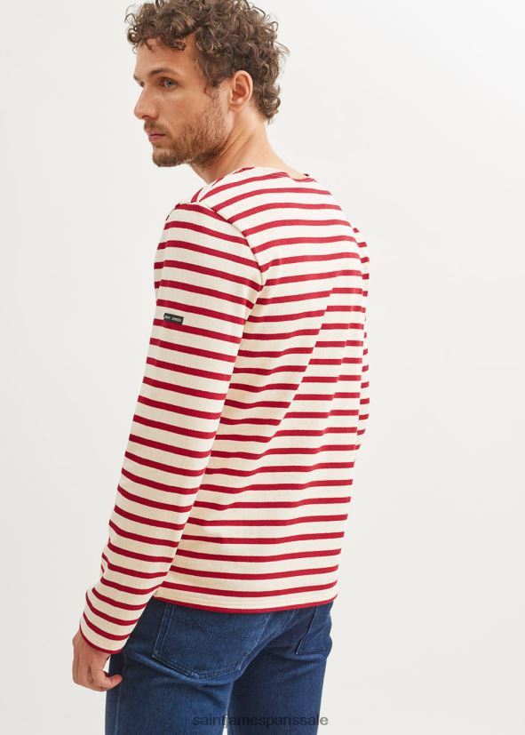 Saint James méridien moderne écru/marron unisexe marinière originale en coton épais ZZ48R2159