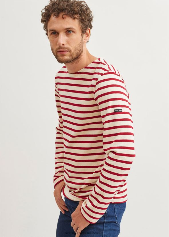 Saint James méridien moderne écru/marron unisexe marinière originale en coton épais ZZ48R2159