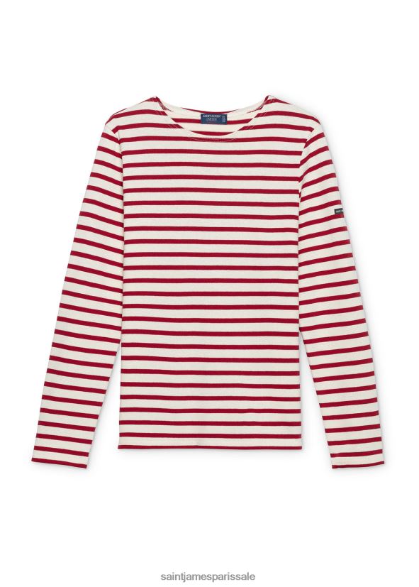 Saint James méridien moderne écru/marron unisexe marinière originale en coton épais ZZ48R2159