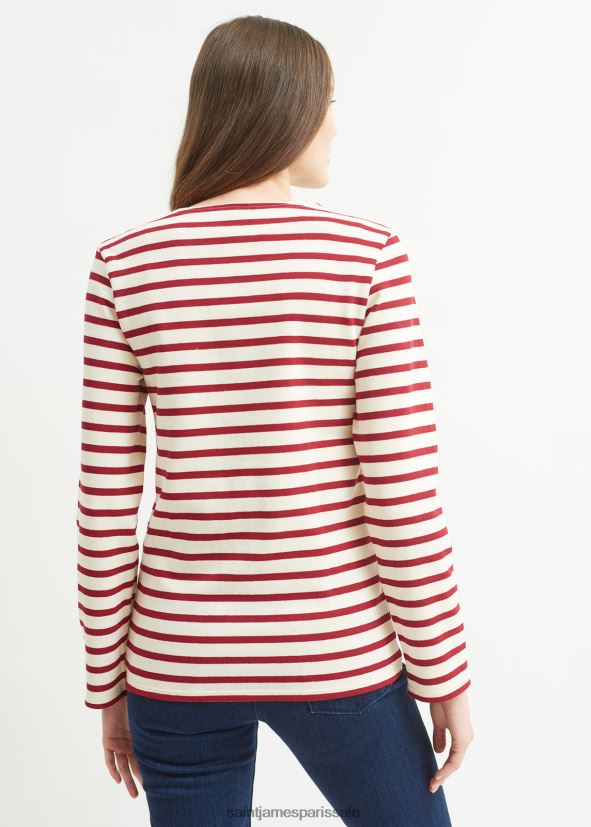 Saint James méridien moderne écru/marron unisexe marinière originale en coton épais ZZ48R2159