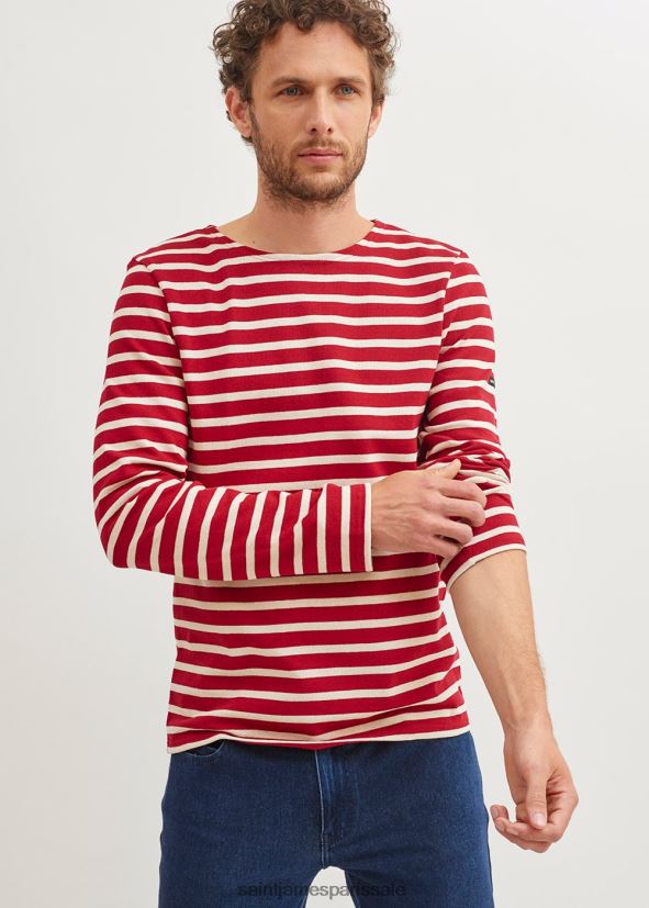 Saint James méridien moderne marron/écru unisexe marinière originale en coton épais ZZ48R2162