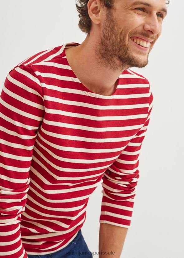 Saint James méridien moderne marron/écru unisexe marinière originale en coton épais ZZ48R2162