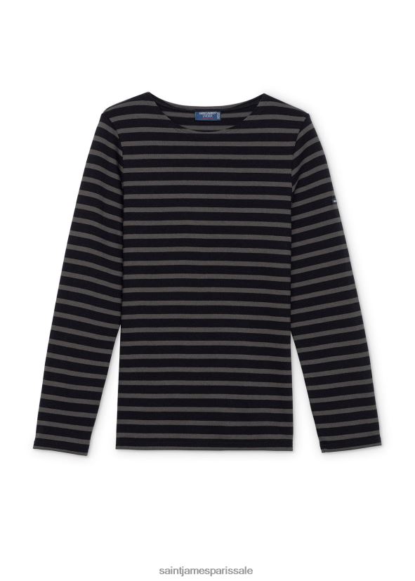 Saint James méridien moderne noir marron unisexe marinière originale en coton épais ZZ48R2157