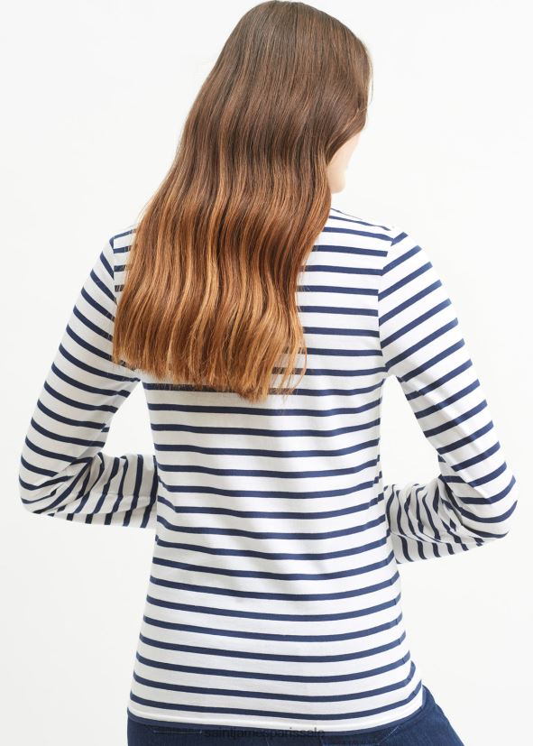 Saint James minquiers moderne Navet blanc Hommes authentique chemise à rayures bretonnes en coton doux ZZ48R218