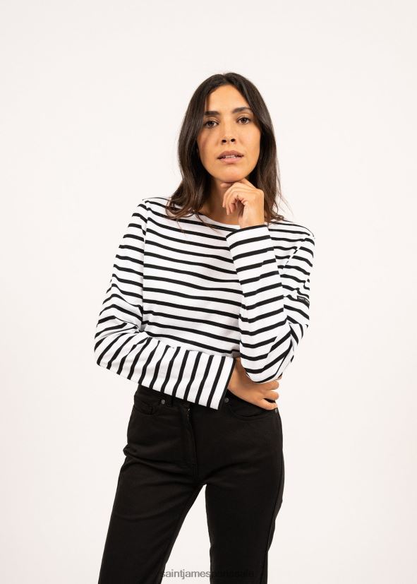 Saint James minquiers moderne blanc noir Hommes authentique chemise à rayures bretonnes en coton doux ZZ48R273