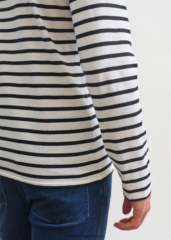 Saint James minquiers moderne blanc noir Hommes authentique chemise à rayures bretonnes en coton doux ZZ48R273