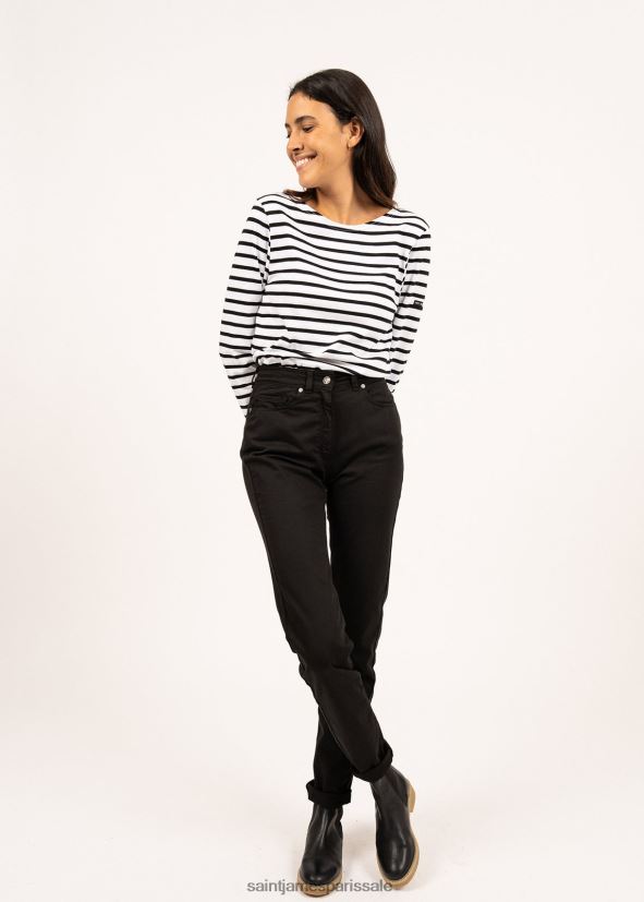 Saint James minquiers moderne blanc noir Hommes authentique chemise à rayures bretonnes en coton doux ZZ48R273