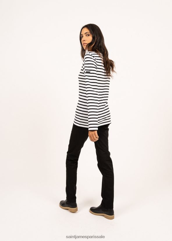 Saint James minquiers moderne blanc noir Hommes authentique chemise à rayures bretonnes en coton doux ZZ48R273