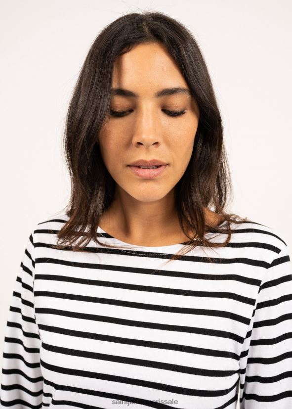 Saint James minquiers moderne blanc noir Hommes authentique chemise à rayures bretonnes en coton doux ZZ48R273