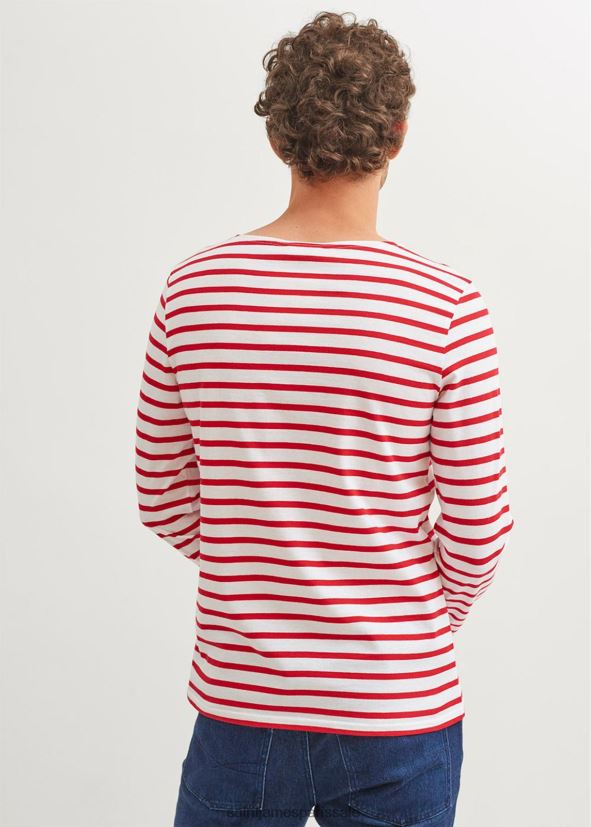 Saint James minquiers moderne blanc rouge Hommes authentique chemise à rayures bretonnes en coton doux ZZ48R272