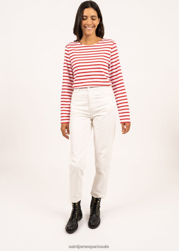 Saint James minquiers moderne blanc rouge Hommes authentique chemise à rayures bretonnes en coton doux ZZ48R272