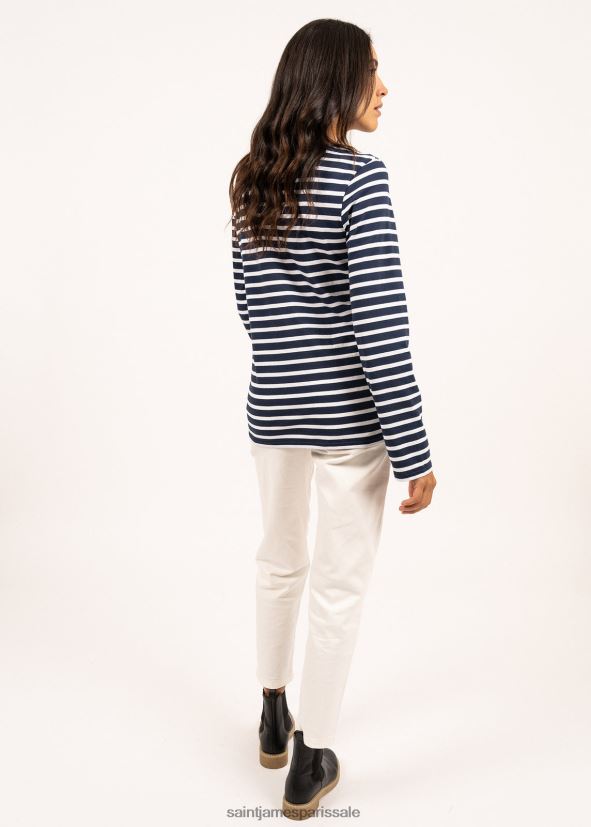 Saint James minquiers moderne bleu marine/blanc Hommes authentique chemise à rayures bretonnes en coton doux ZZ48R271