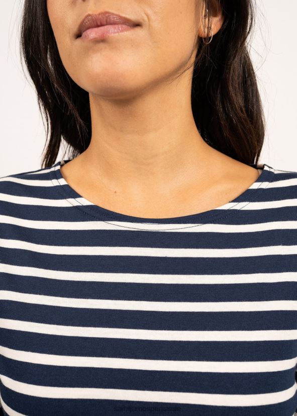 Saint James minquiers moderne bleu marine/écru Hommes authentique chemise à rayures bretonnes en coton doux ZZ48R275