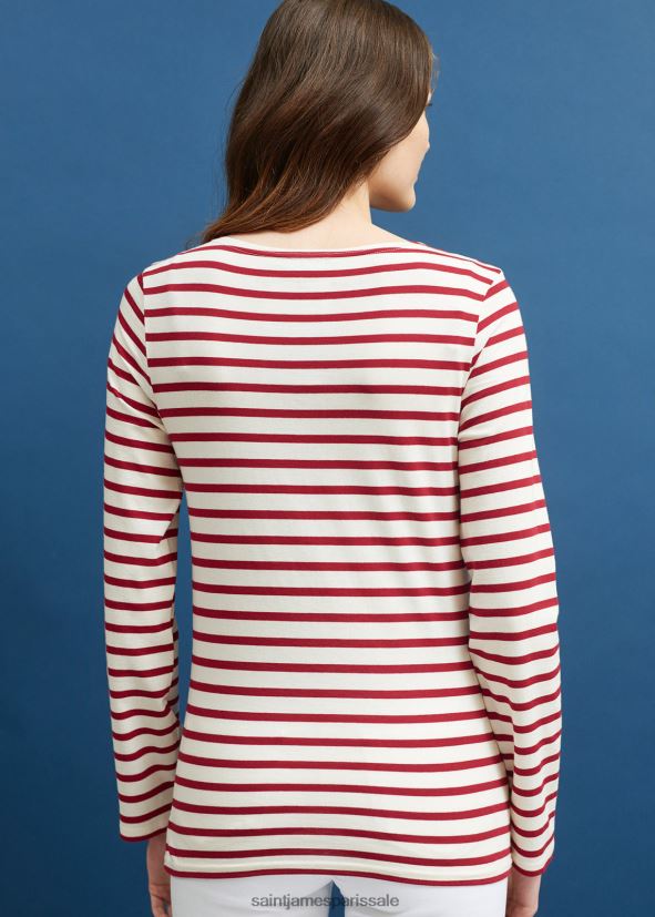 Saint James minquiers moderne écru/marron Hommes authentique chemise à rayures bretonnes en coton doux ZZ48R249