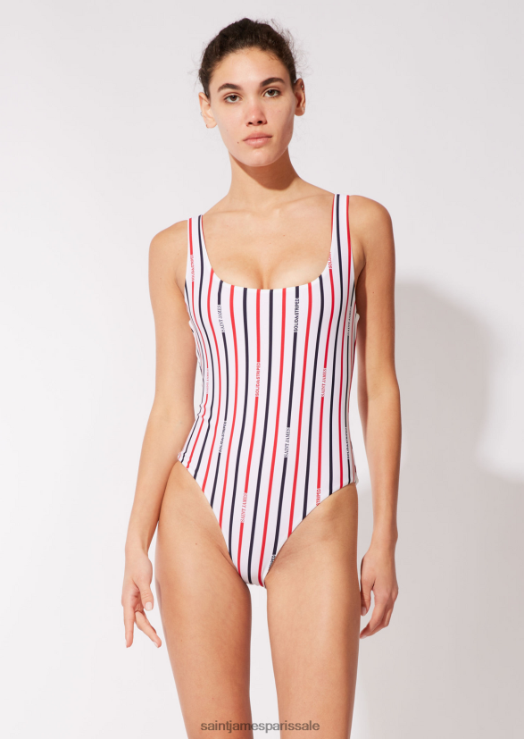 Saint James uni et rayé blanc/marine/rouge unisexe l'anne-marie réversible ZZ48R234