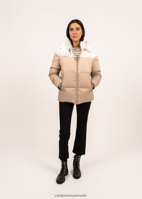 Saint James Sainte-Annabelle brun malt/avoine/blanc hiver femmes doudoune avec bretelles de sac à dos ZZ48R2120