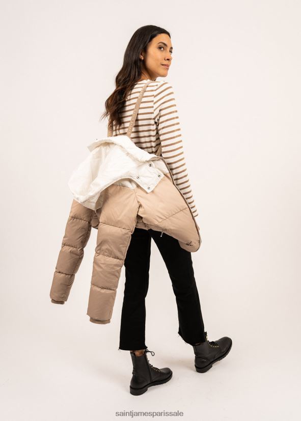 Saint James Sainte-Annabelle brun malt/avoine/blanc hiver femmes doudoune avec bretelles de sac à dos ZZ48R2120